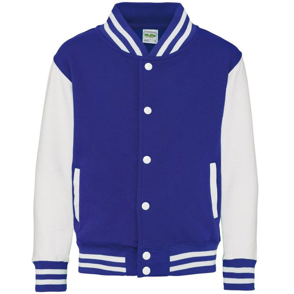 Awdis Childrens/Kids Varsity Jacket / Royal Blue/White